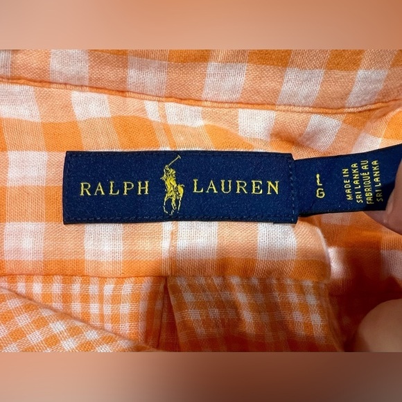 Men's POLO RALPH LAUREN Classic Fit Double Faced
Orange Gingham button up Size L - Picture 6 of 10